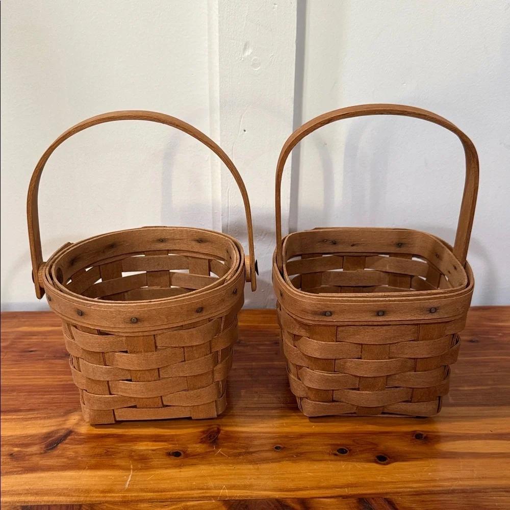 Vintage 1988 Longaberger Round & Square Baskets Set of 2
